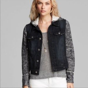 Free People Knit and Denim hooded jacket